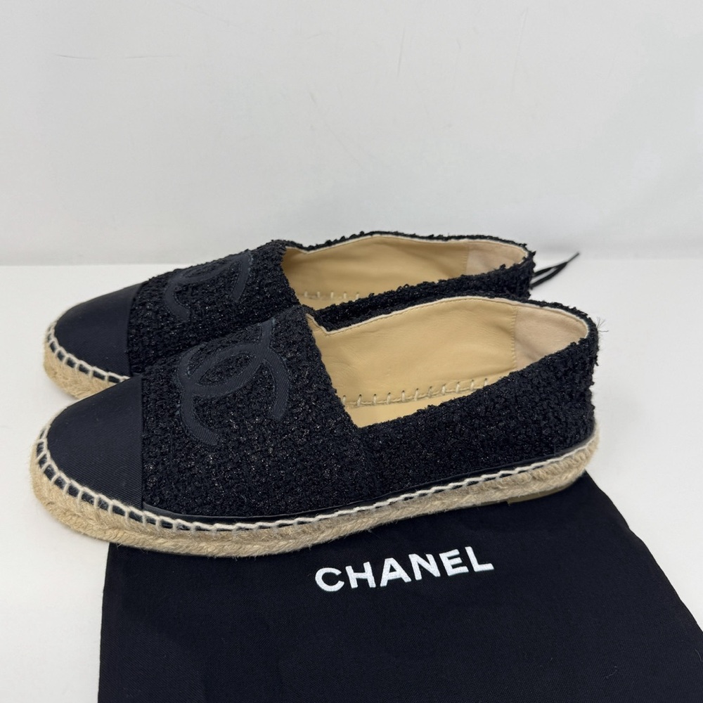 Chanel Black Tweed Espadrille